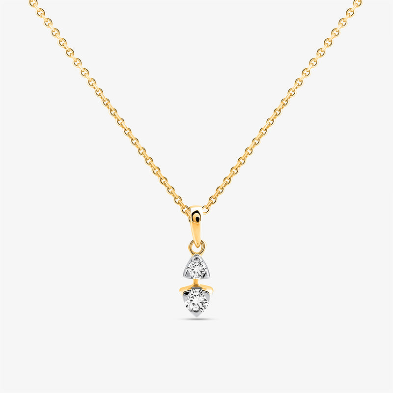 Two-Stone Triangle Cascade Chain Necklet