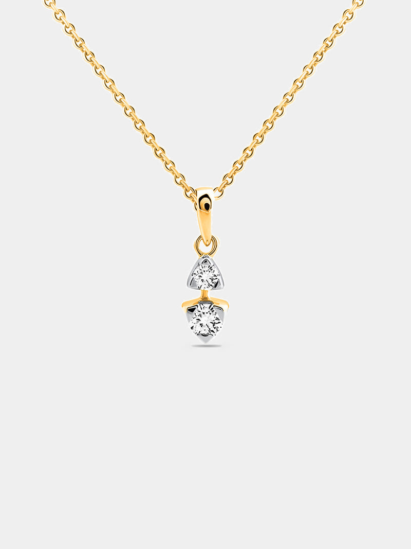 Two-Stone Triangle Cascade Chain Necklet
