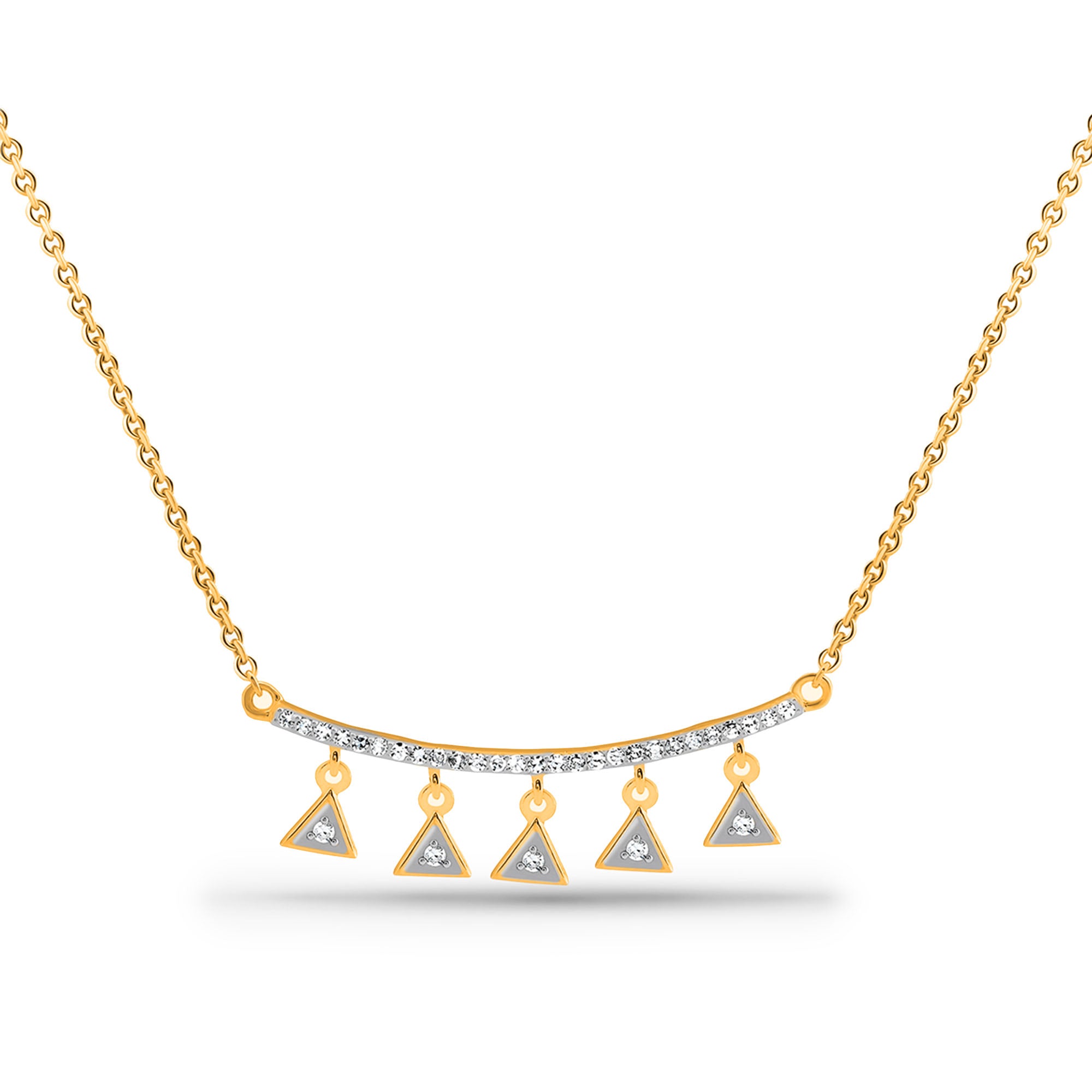 Charm Drop Necklace with five silver 925 triangle charms