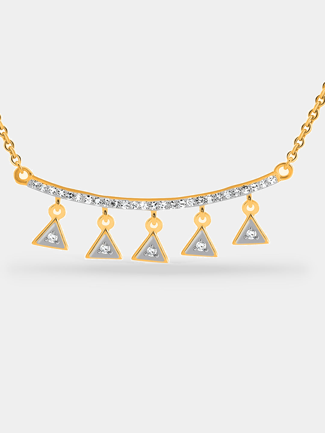 Charm Drop Necklace with five silver 925 triangle charms
