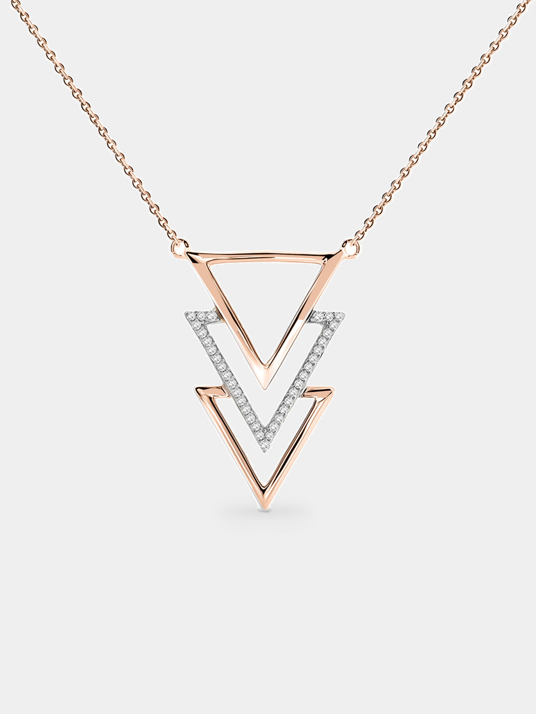 TRIPLE Triangle Drop Halskette, Silber 925, dreifaches Dreieck mit Glitzersteinen