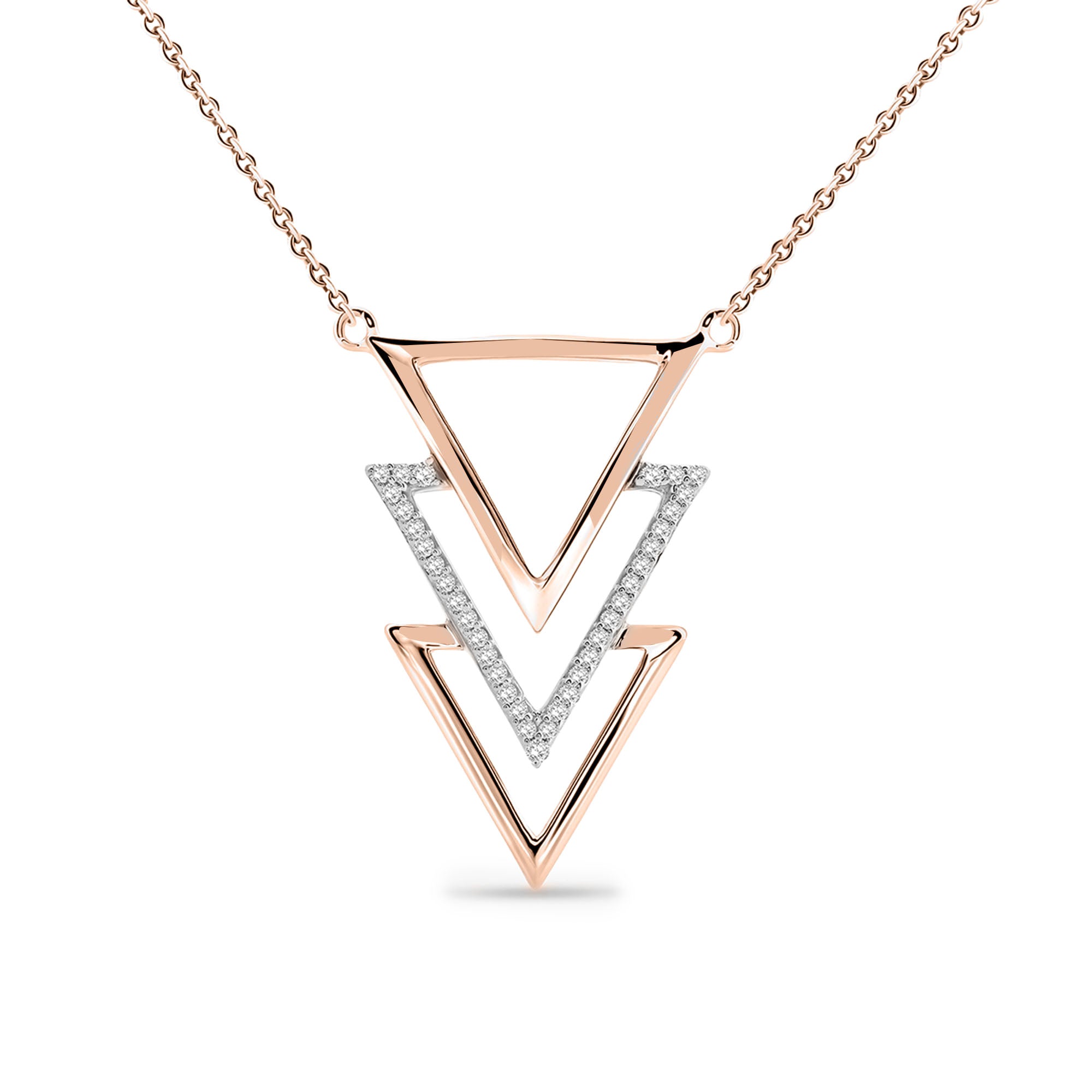 Triple Triangle Drop Necklet - keemti jewels