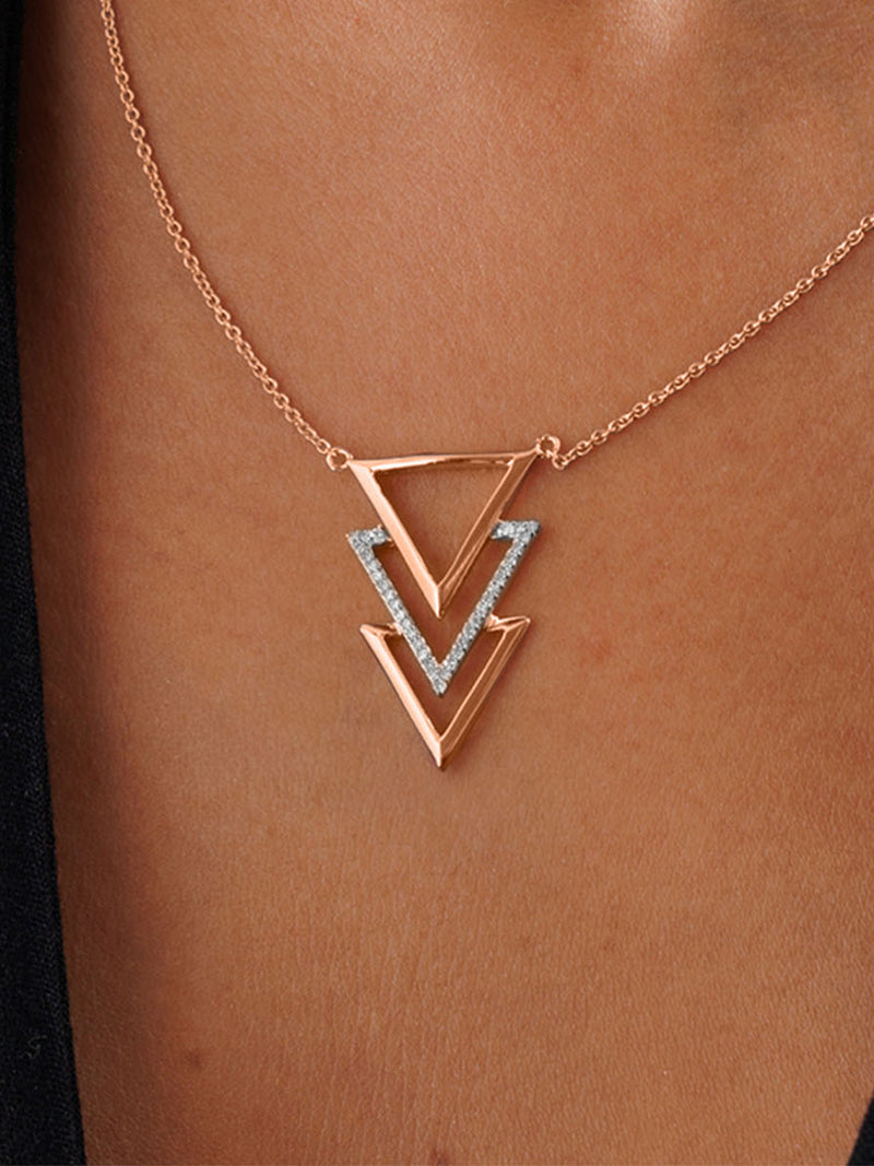 Triple Triangle Drop Necklet - keemti jewels