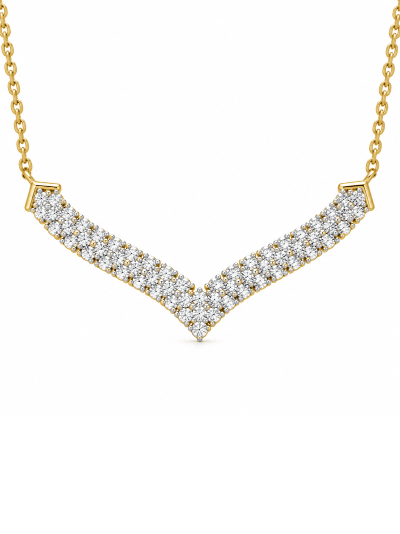Modern Chevron Diamond Necklet