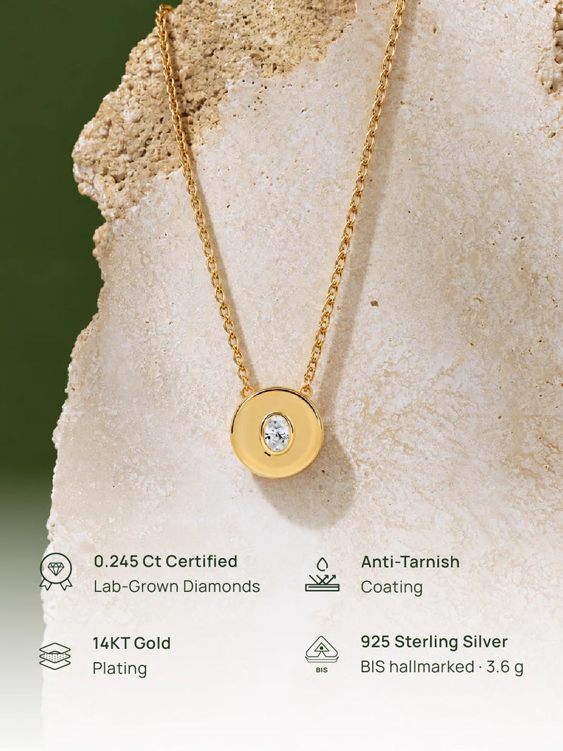 Golden Orbit Solitaire Diamond Necklet