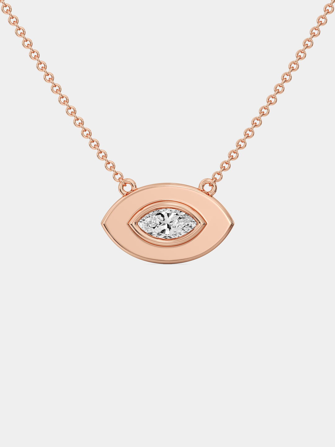 Divine Vision marquise necklet: silver 925 chain with gold eye pendant and marquise stone