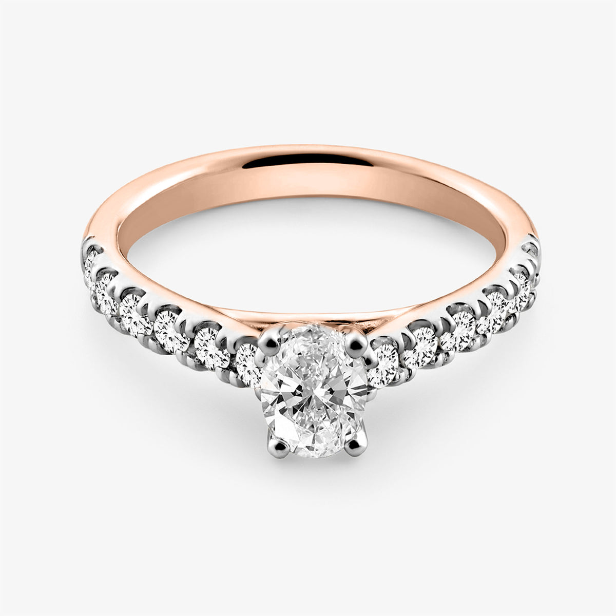 TRUE Radiance Solitaire Ring, 1.0 ct, silberner Ring mit Diamant-Solitär und Pavé