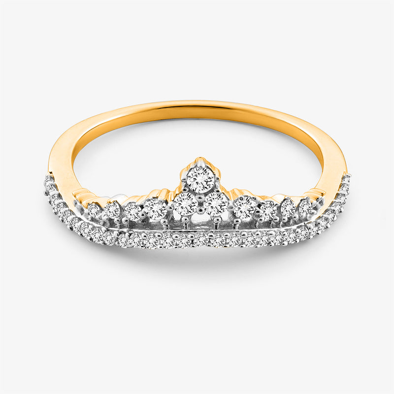 Keemti Jewels' Inversed Crown Diamond Ring dazzles with round diamonds set atop and along a gold band.