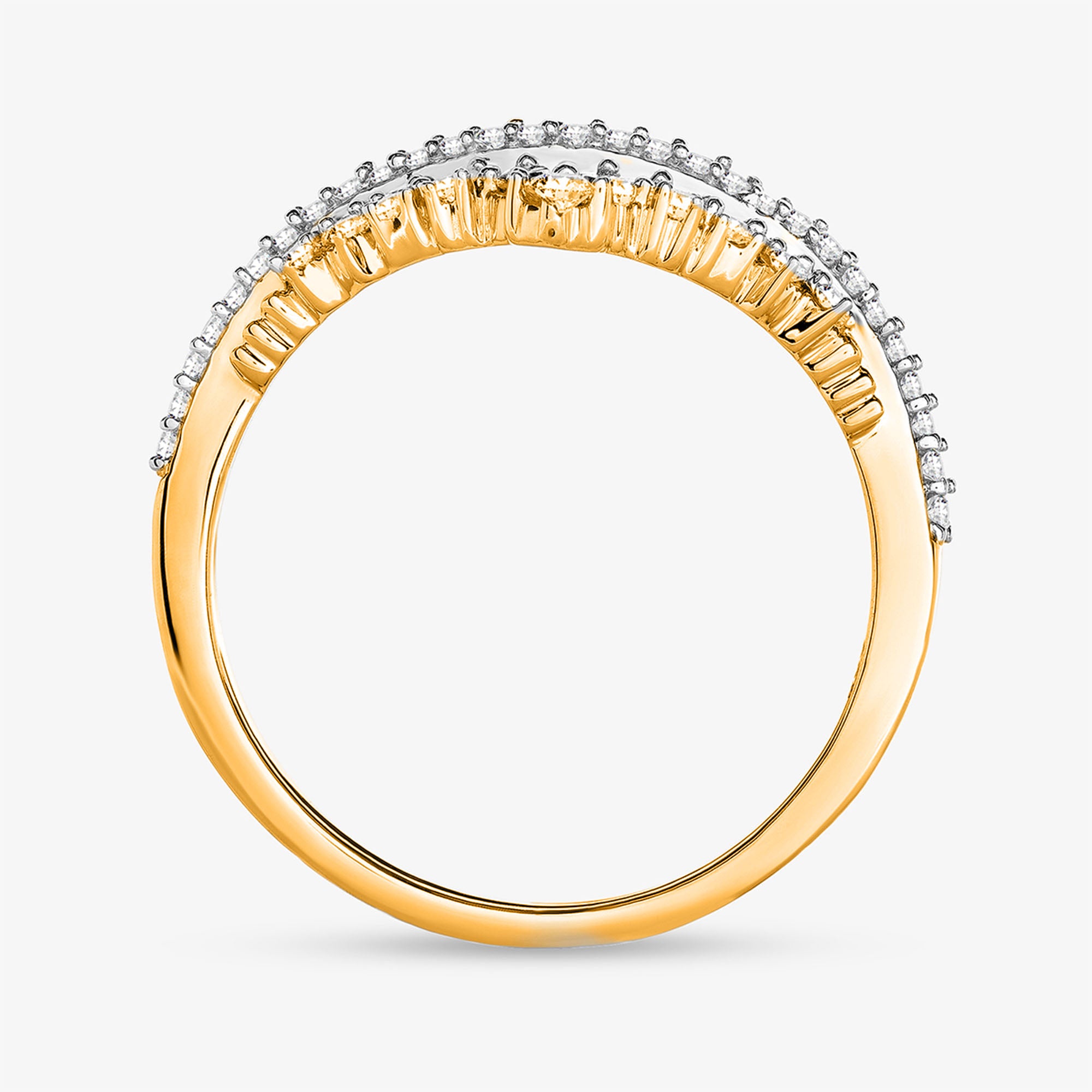 Keemti Jewels' Inversed Crown Diamond Ring shines with two rows of diamonds and a regal, crown-inspired design.