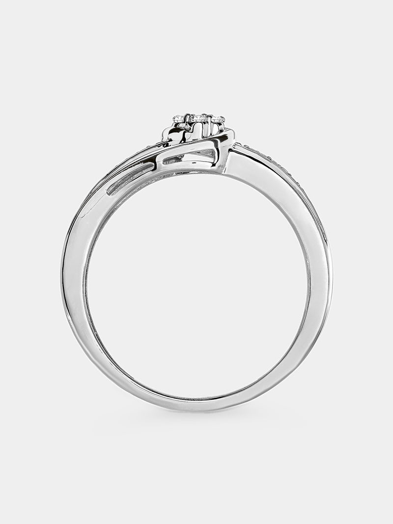 Keemti Jewels' Loop Of Light Diamond Ring features a silver knot and a raised diamond cluster, symbolizing unity.