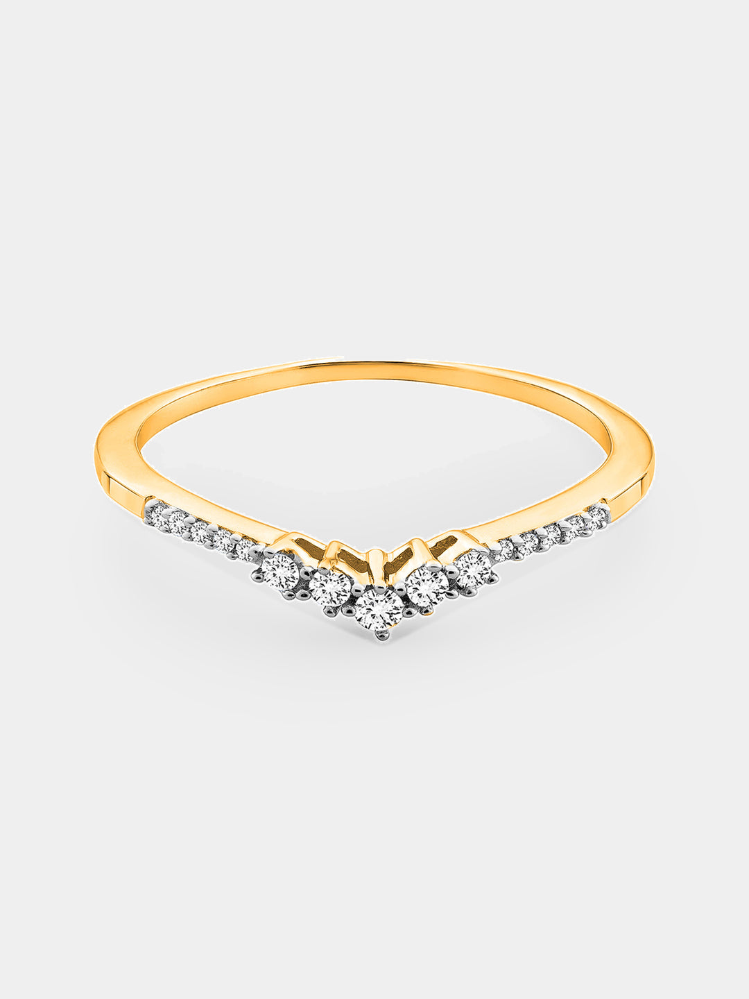 GRACE Arc V-Band Ring mit funkelnden Steinen, Silber 925