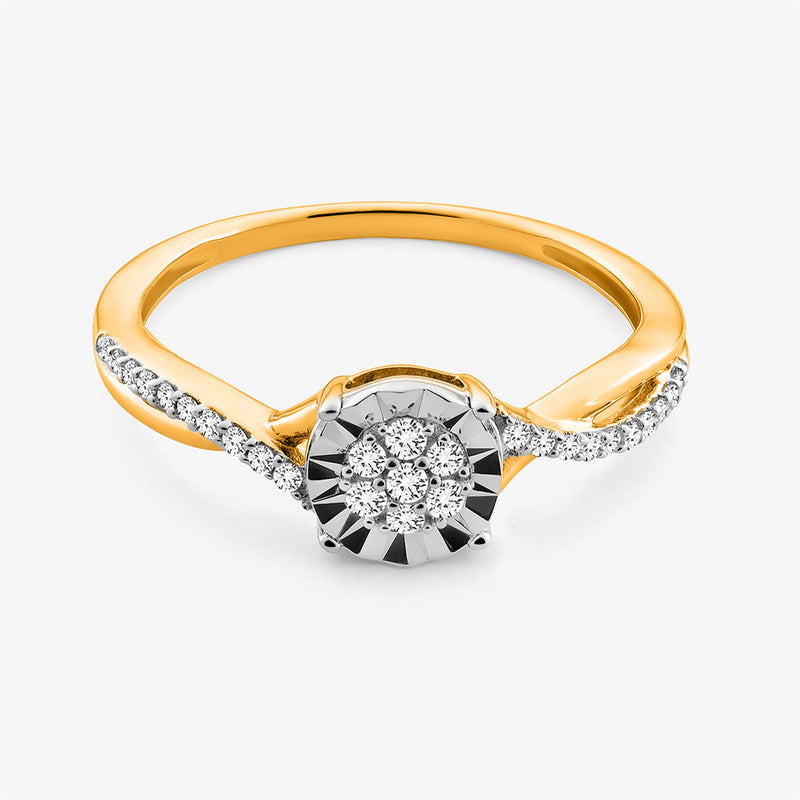 CLASSIC Round Twist ring, silver 925, round center stone with pavé side stones