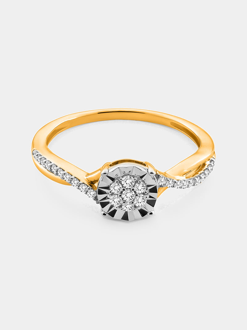 CLASSIC Round Twist ring, silver 925, round center stone with pavé side stones