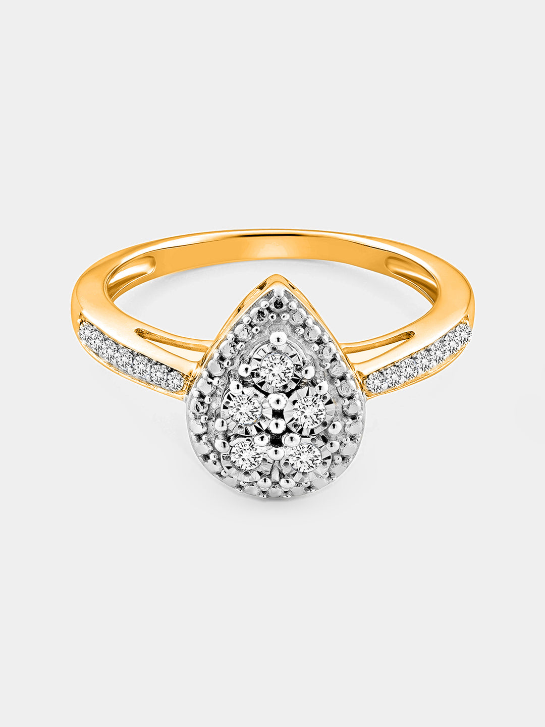 DEWDROP pear-shaped ring in sterling silver with pavé sparkle setting
