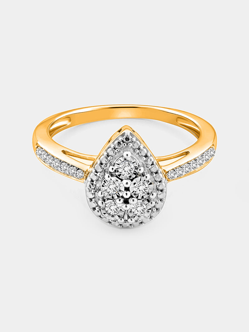 DEWDROP pear-shaped ring in sterling silver with pavé sparkle setting