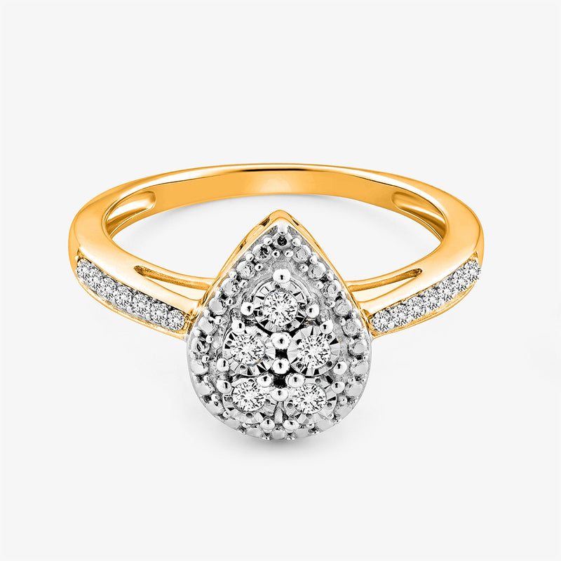 DEWDROP pear-shaped ring in sterling silver with pavé sparkle setting