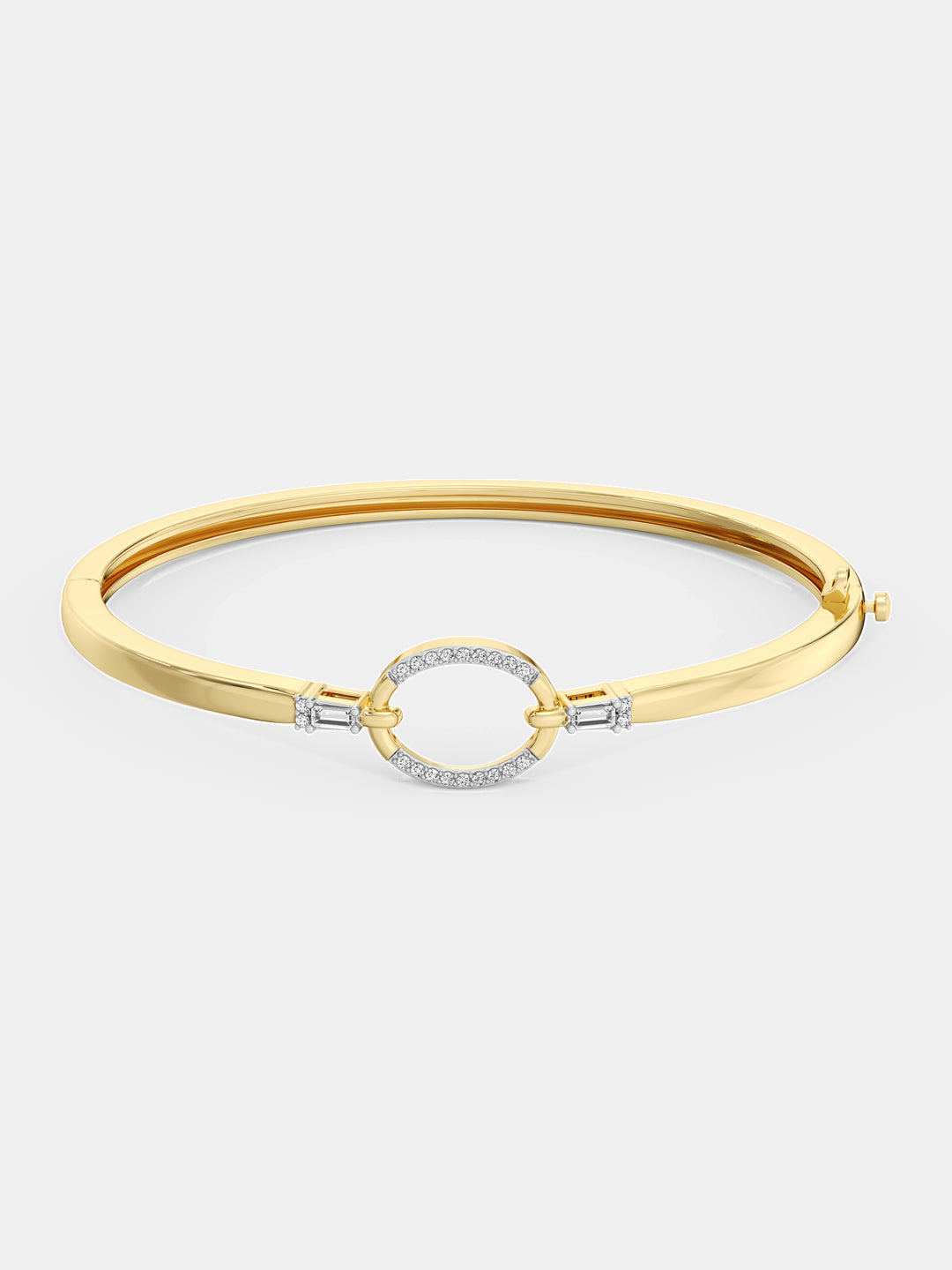 Gold-plated oval bracelet with pavé center oval and small round crystal details