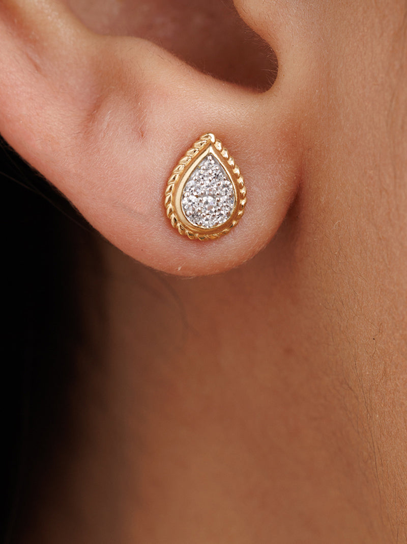 Keemti Jewels Golden Shine Aura Teardrop Earrings Model View