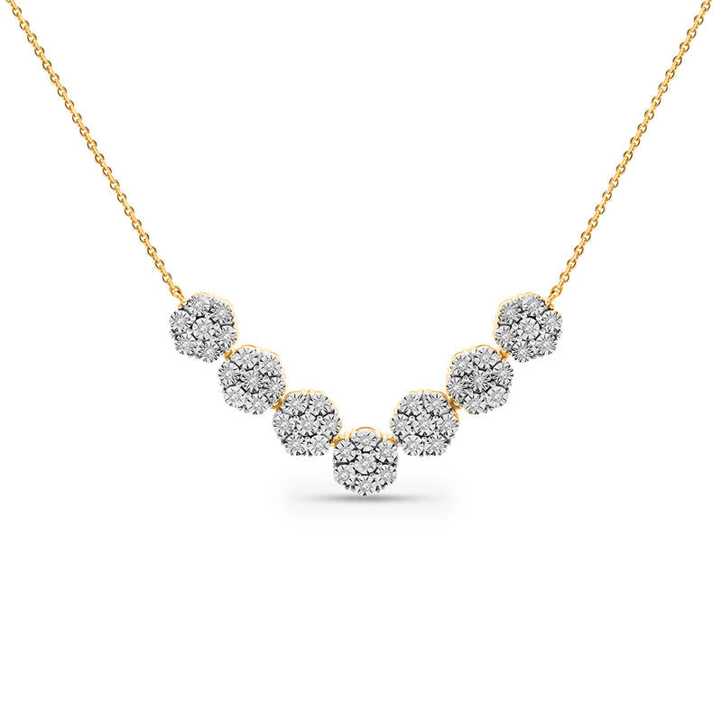 Keemti Jewels' Floral Cluster Necklet showcases seven round diamonds in a graceful, floral-inspired curve.