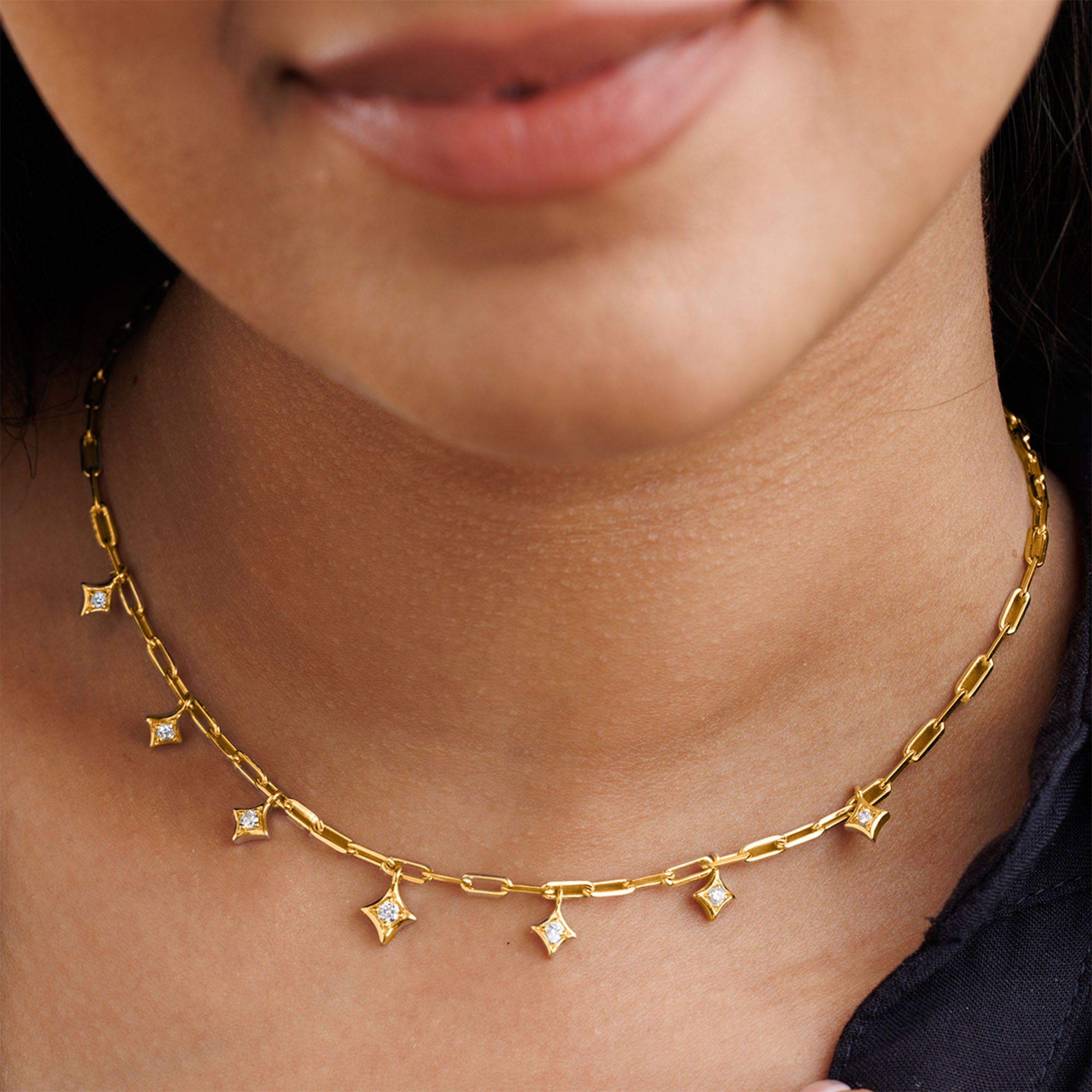 Twinkle Grid Charm Necklet