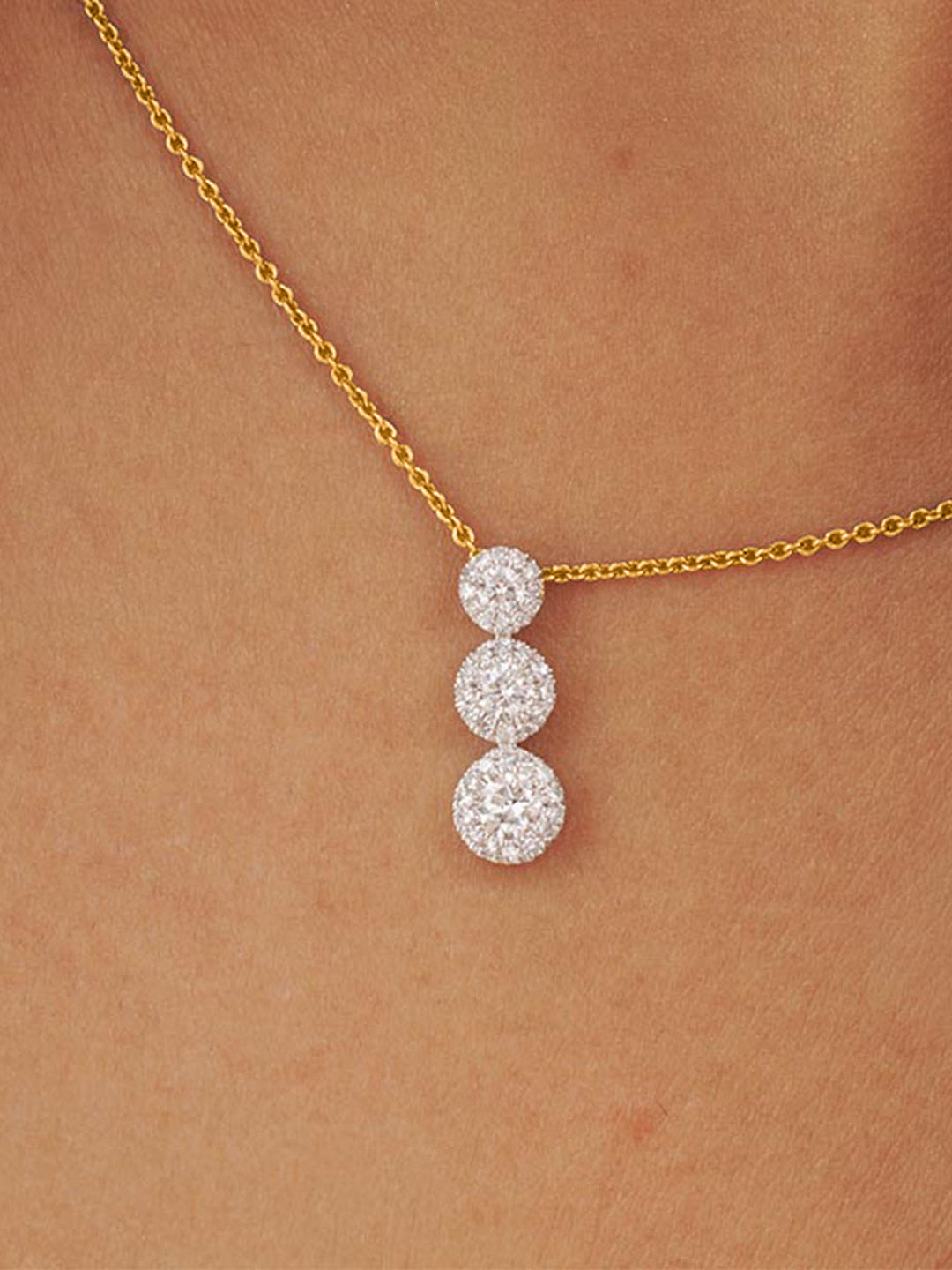Classic Triple Shine Halo Necklet - keemti jewels