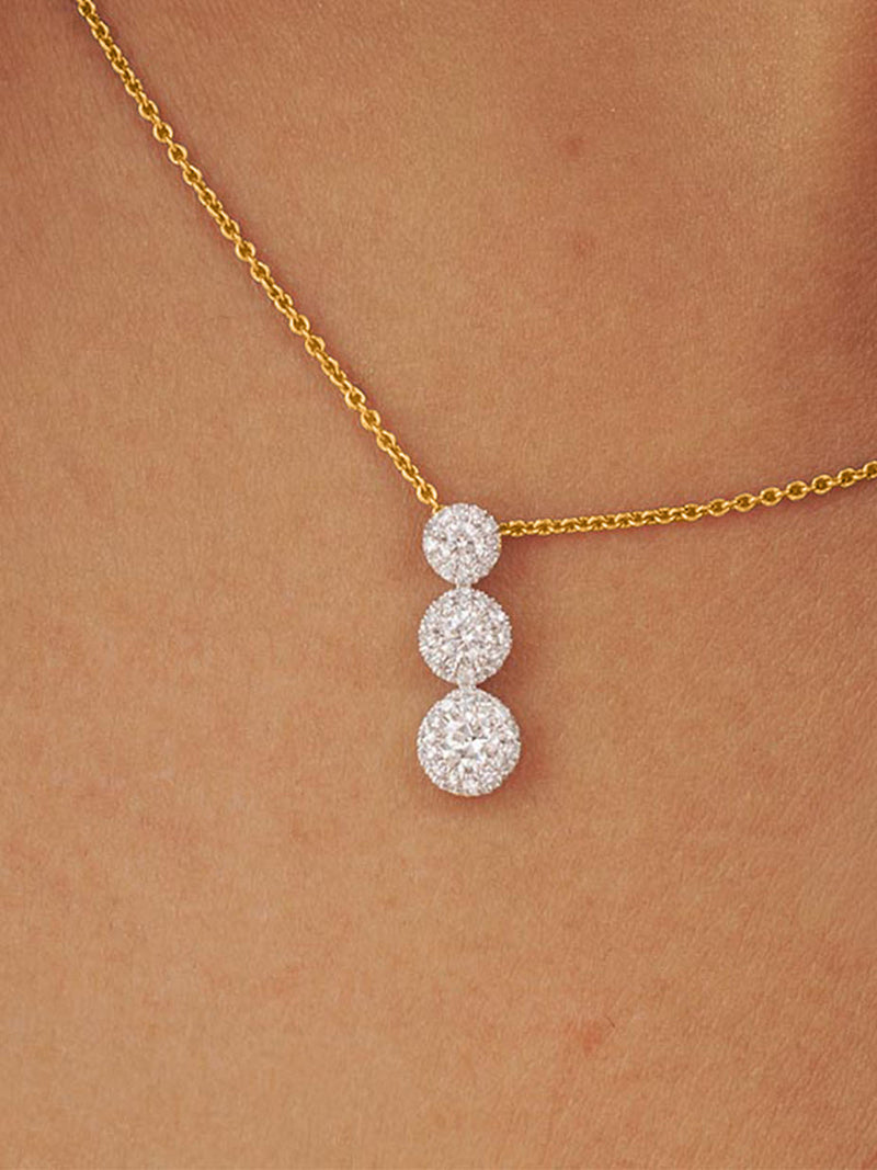 Classic Triple Shine Halo Necklet - keemti jewels