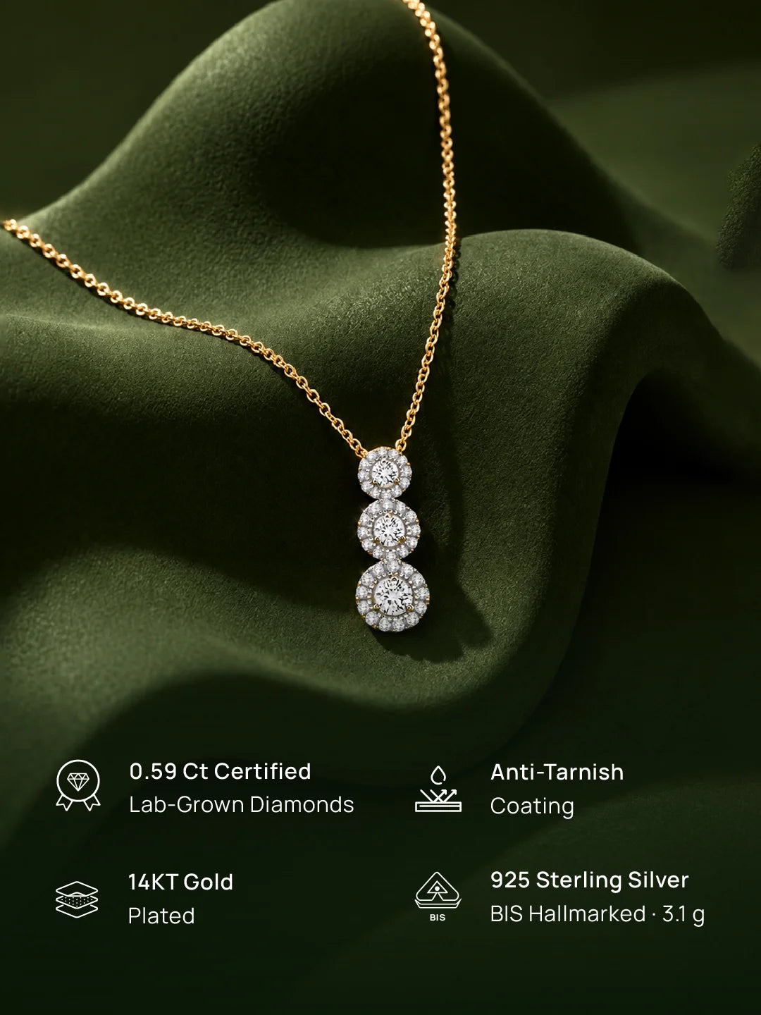 Classic Triple Shine Halo Necklet