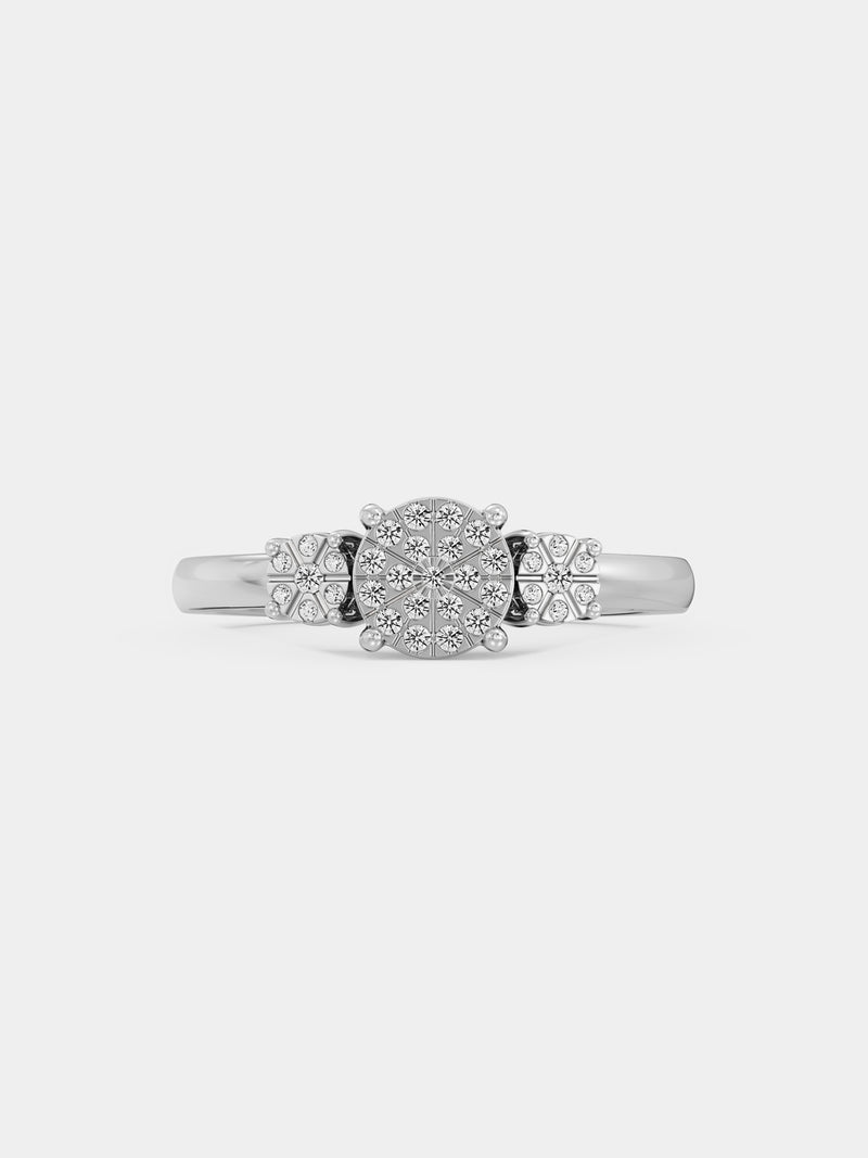 On-finger: silver vermeil Trinity ring with pavé round center, 0.75 ct