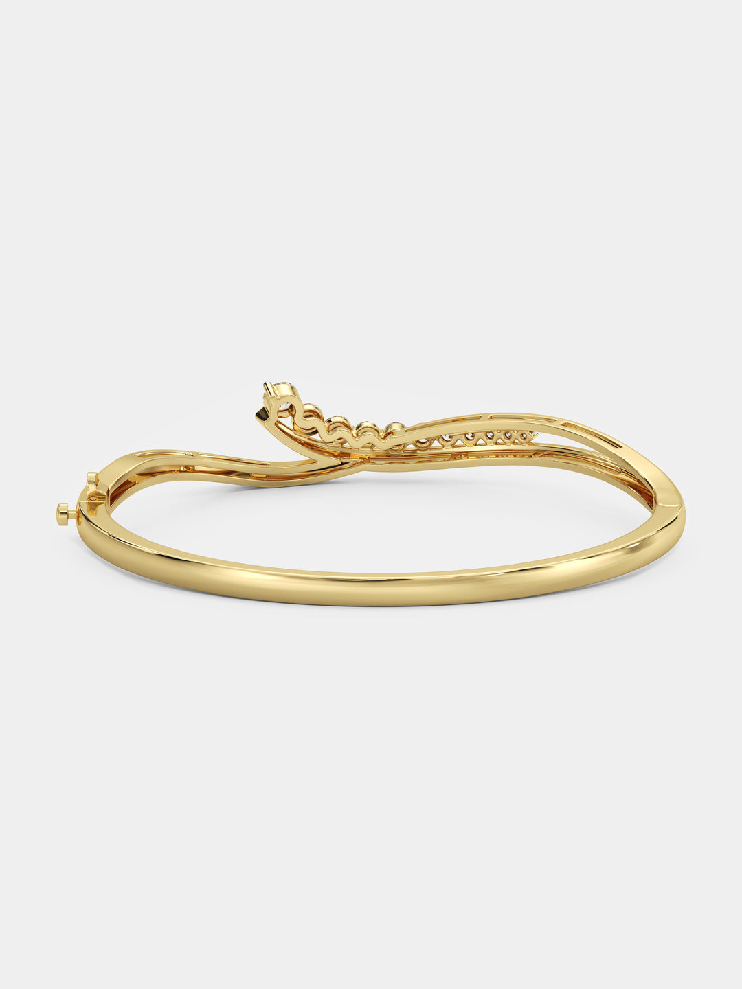 The Crescent Spark Oval Bracelet by Keemti Jewels features a leaf-like curve with sparkling stones for modern elegance.