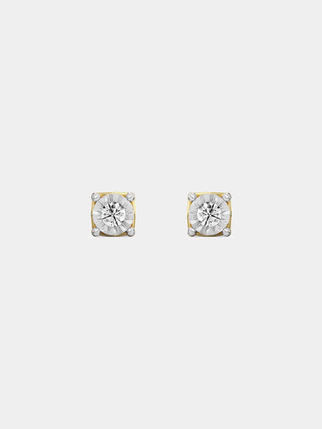 Round cut solitaire stud earrings in 925 silver vermeil, 0.75 ct