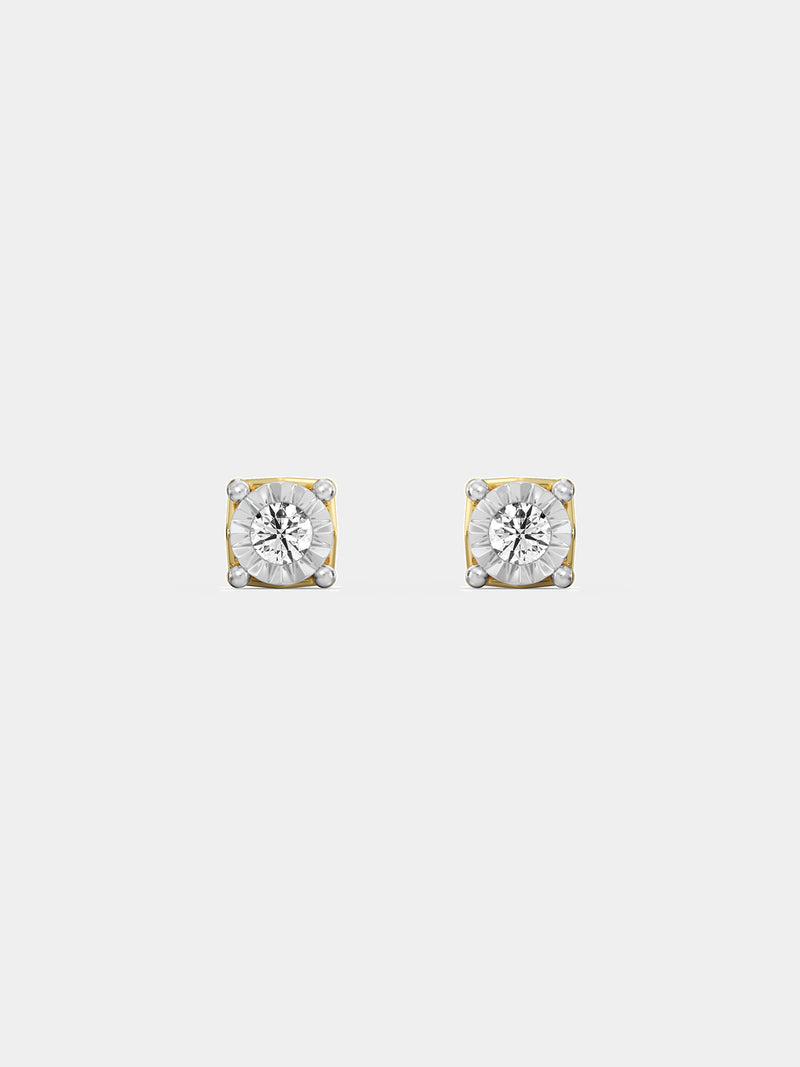 Round cut solitaire stud earrings in 925 silver vermeil, 0.75 ct