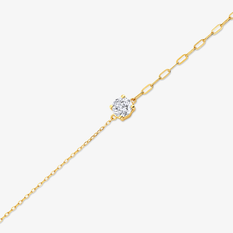 Keemti Jewels Minimal Round Diamond Bracelet with a fine gold chain, shown on a white background.
