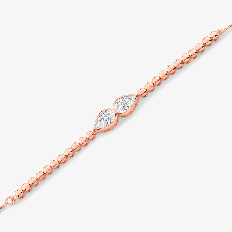 Keemti Jewels Adjustable Twin Marquise Diamond Bracelet in rose gold, shown on a white background.