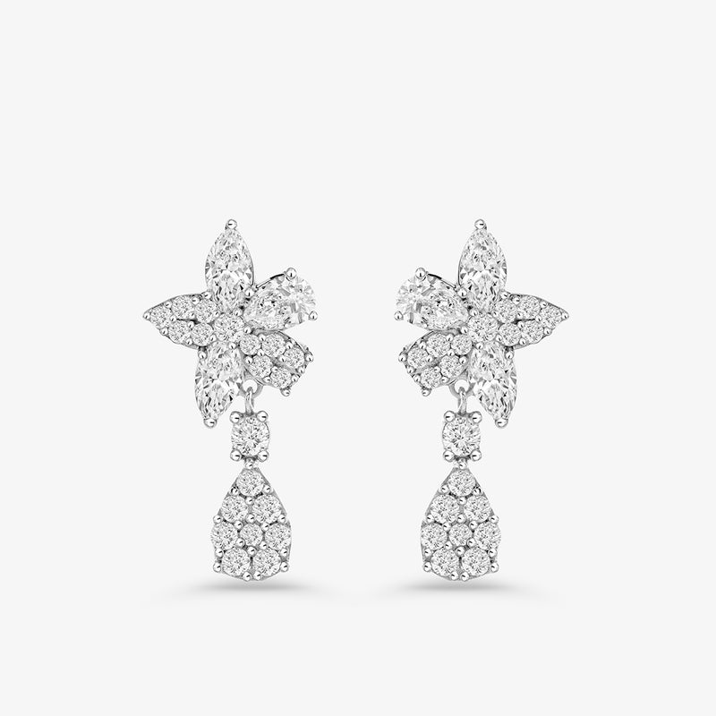 The Lustre Blossom Diamond Drop Earrings by Keemti Jewels bring elegant shimmer and romance to any look.