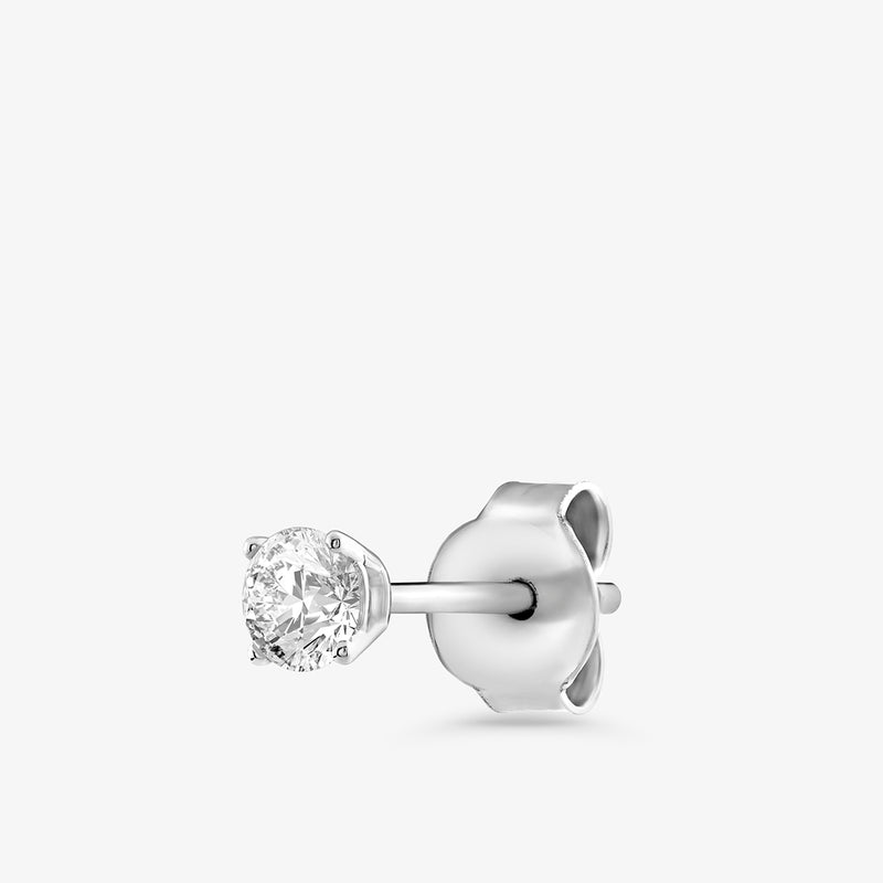 Keemti Jewels' Eternal Aura Solitaire Stud Earrings—classic round diamond in a silver prong setting for any style.