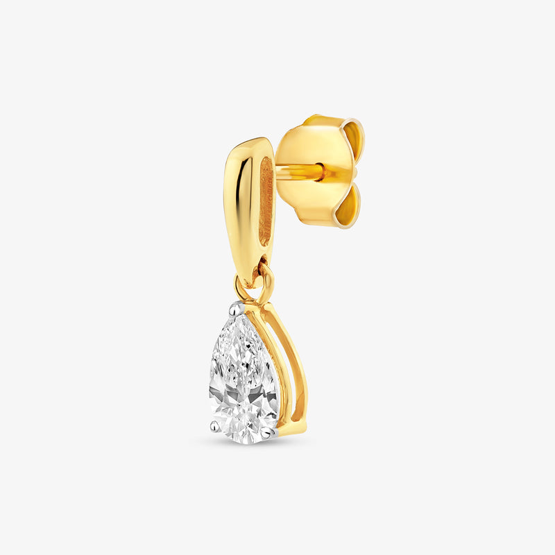Aurora Pear Diamond Drop Earrings by Keemti Jewels feature a dangle design with a pear-shaped diamond for workwear chic.