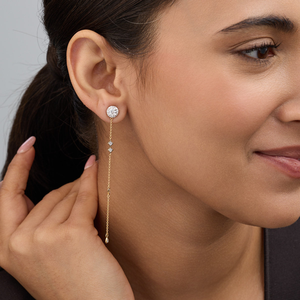 Slender Spark Diamond Sui Dhaga Earrings