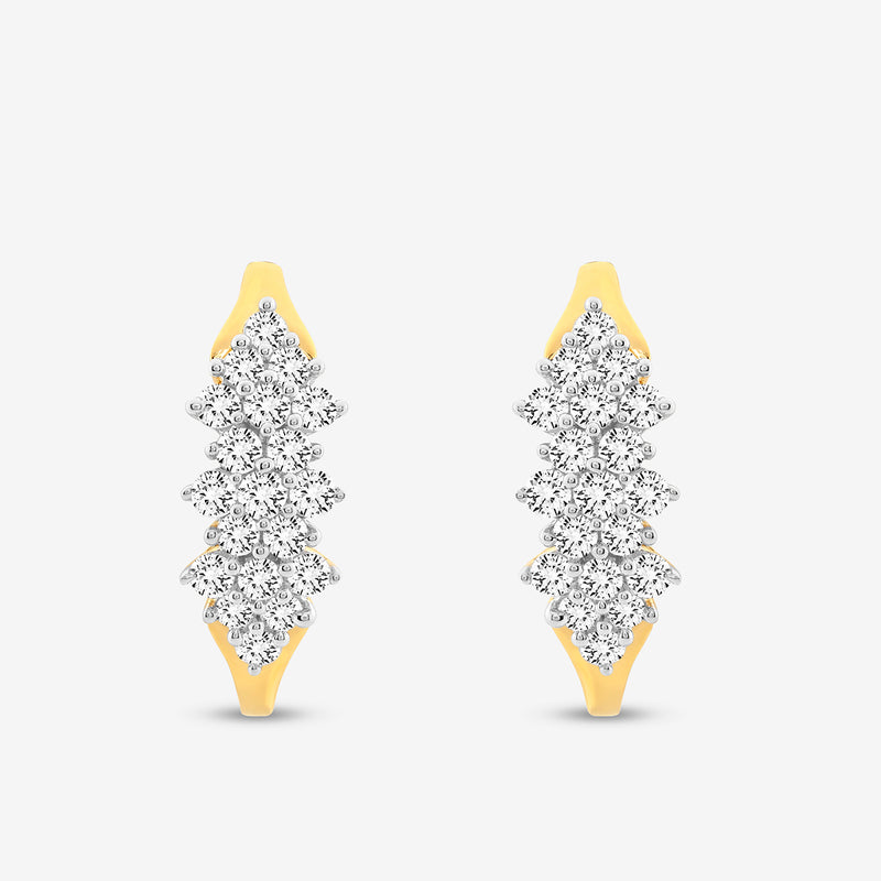 Keemti Jewels FLORAL Bliss Hoop earrings feature a curved silhouette and zigzag pattern on a plain white background.