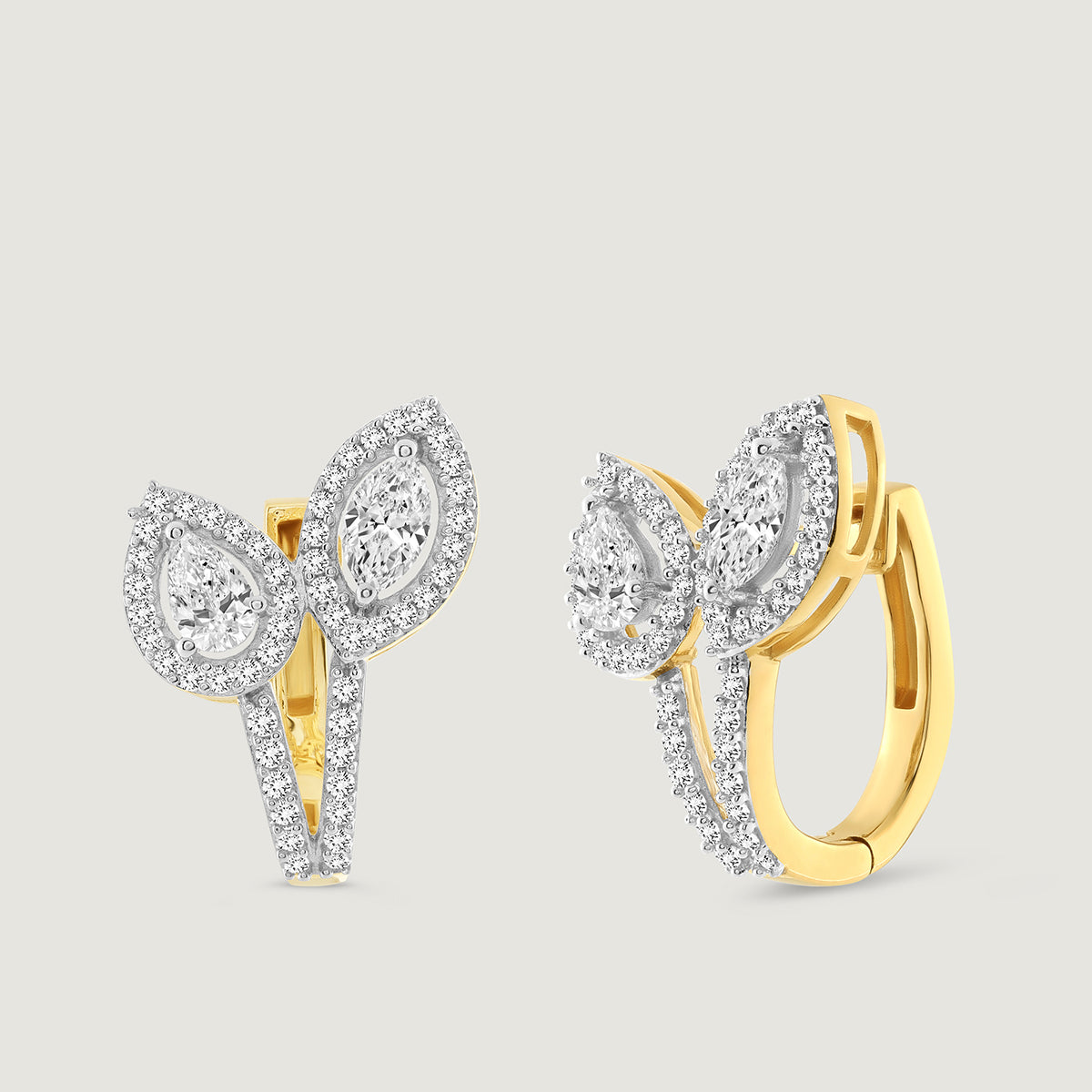TWIN<span> Leaf Diamond Hoop</span> EARRINGS