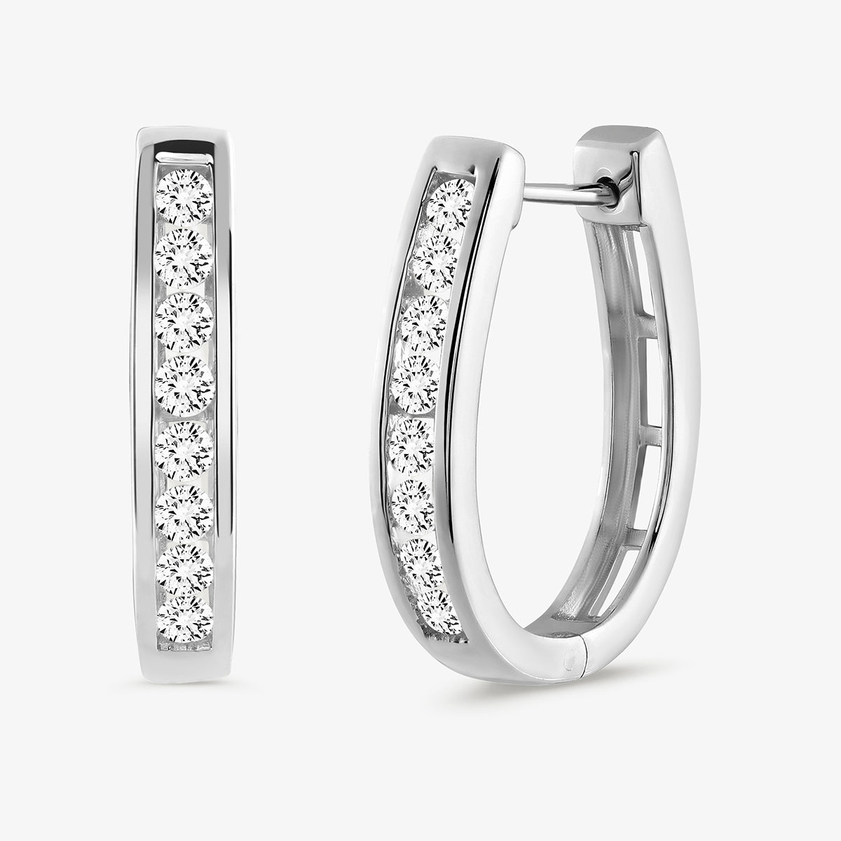 Keemti Jewels' CLASSIC Row Hoop EARRINGS with round diamonds shown on a plain white background.