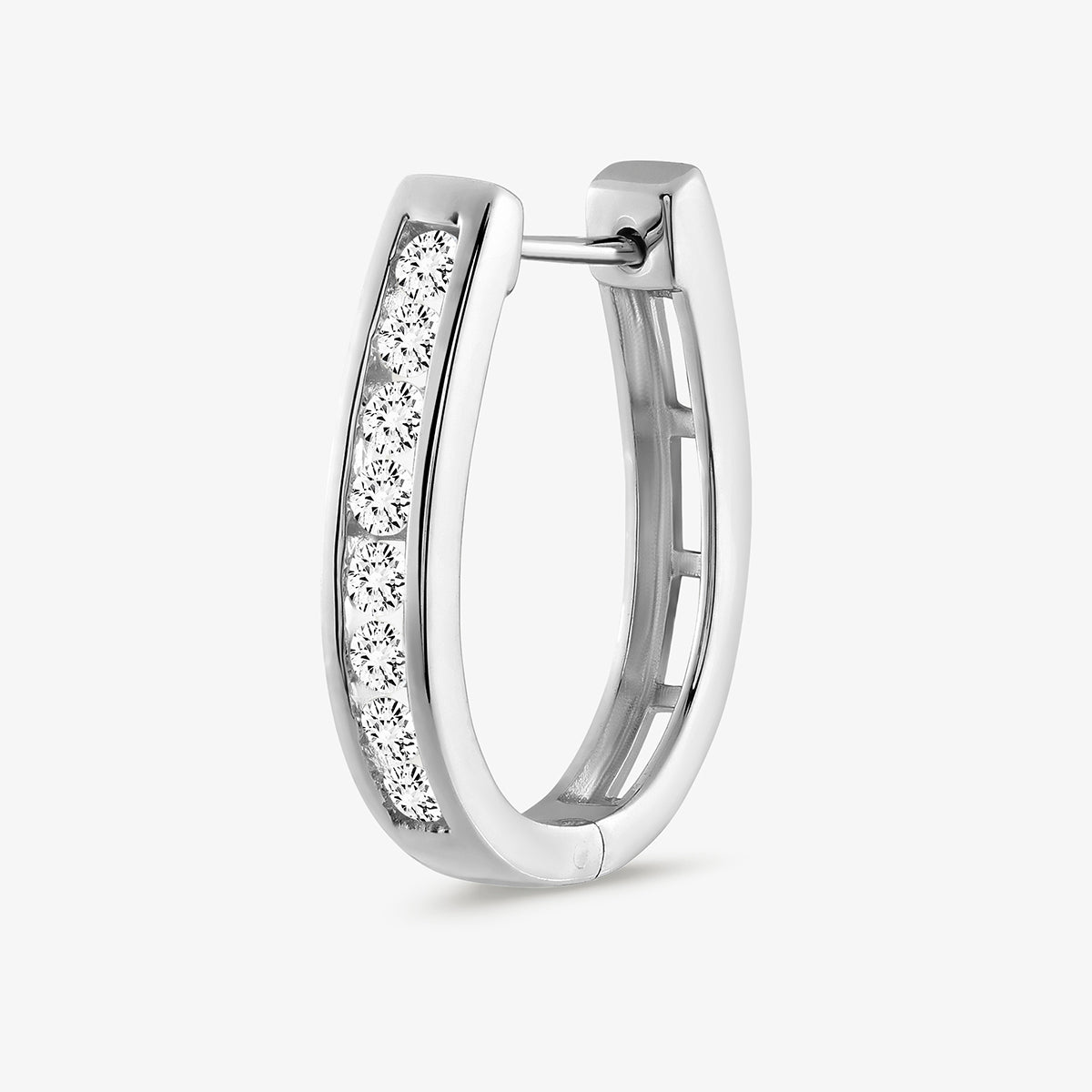 Keemti Jewels' CLASSIC Row Hoop EARRINGS with round diamonds, shown on a white background.
