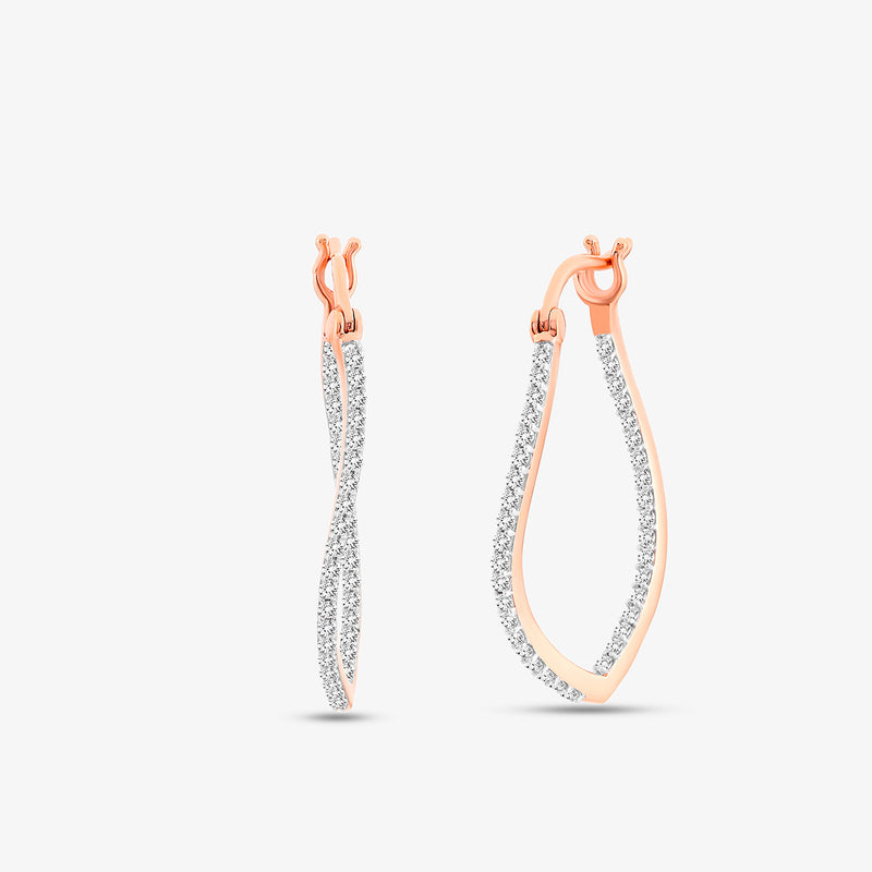 Keemti Jewels Aurelia Station Diamond Hoop Earrings in rose gold, shown side and front on white background.