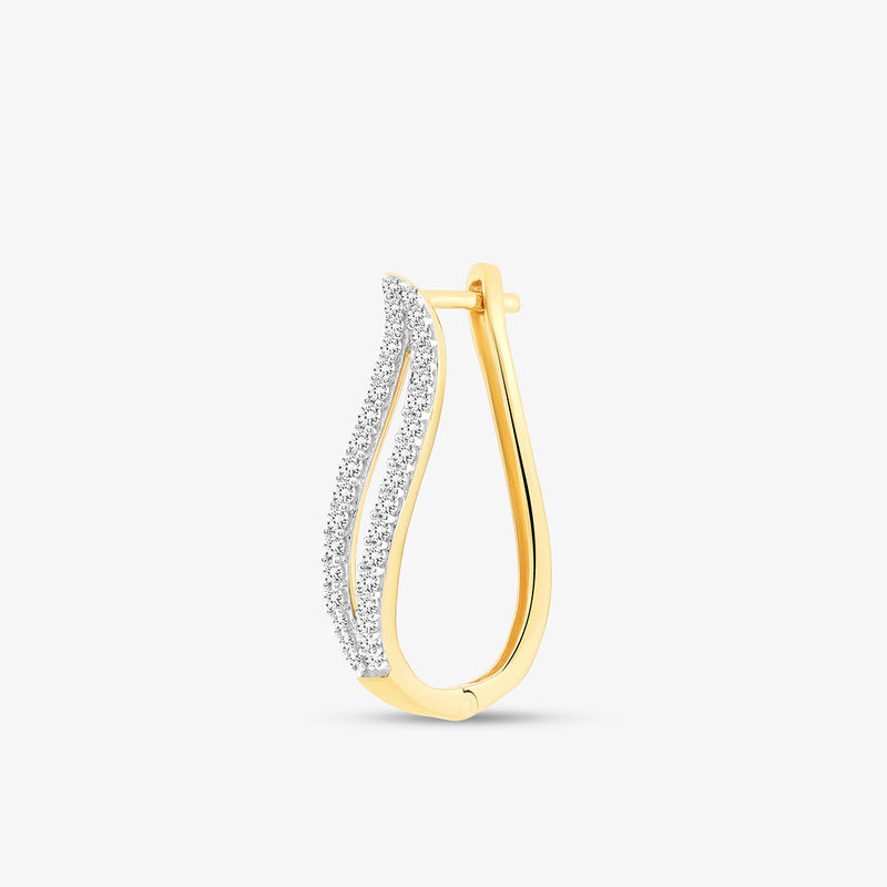 Whisper Arc Hoop Diamond Earrings by Keemti Jewels: gold curved hoops with wavy design and sparkling diamonds.