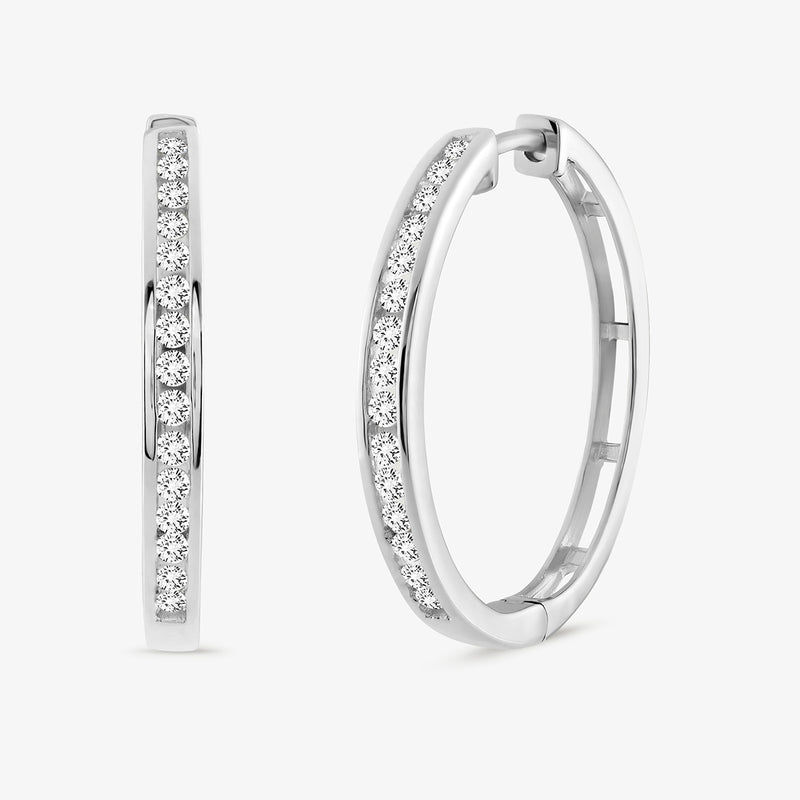 Serene Curve Diamond Hoop Earrings
