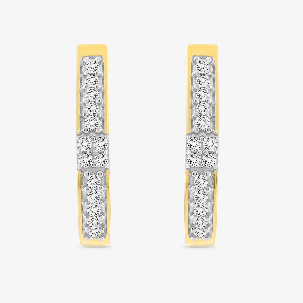 The TRUE Spark Hoop Earrings by Keemti Jewels feature a vertical row of diamonds, perfect for everyday wear.