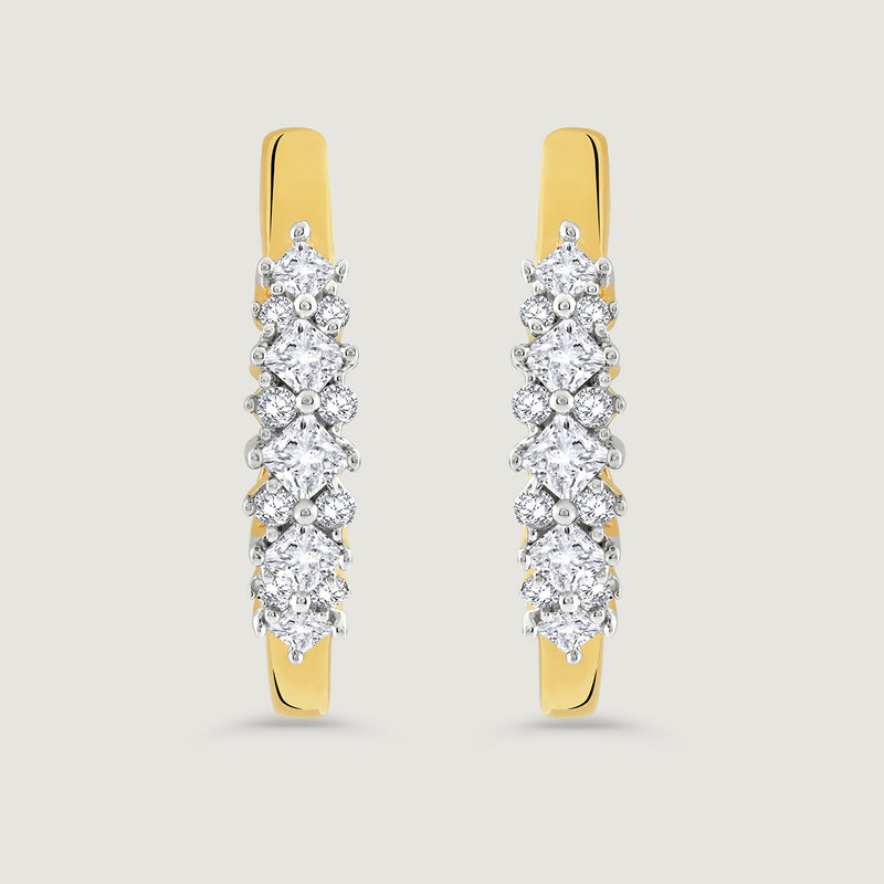 Edge Set Diamond Hoop Earrings