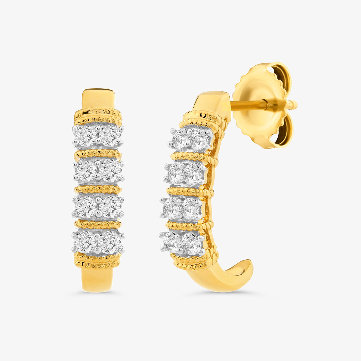 LAYERED <span>Diamond Stripe Huggie </span>EARRINGS