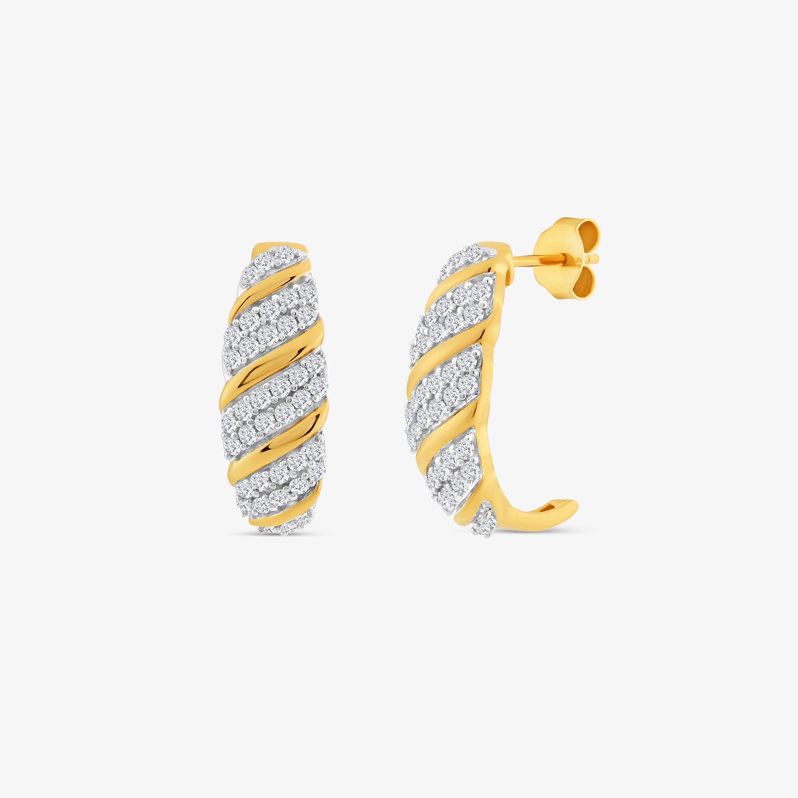Twisted Lumière Diamond Huggie Earrings