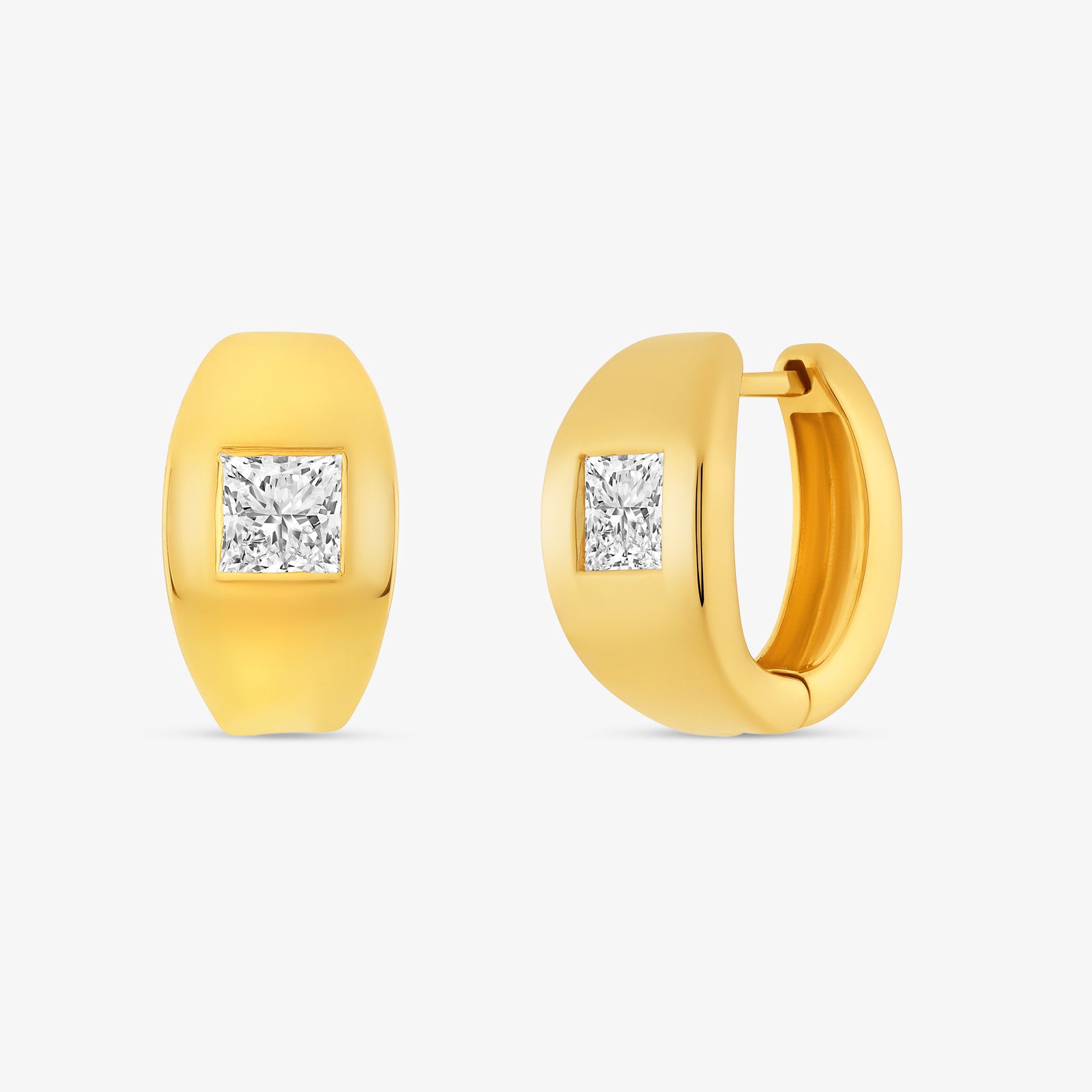 Eternal Princess-Cut Diamond Huggie Earrings