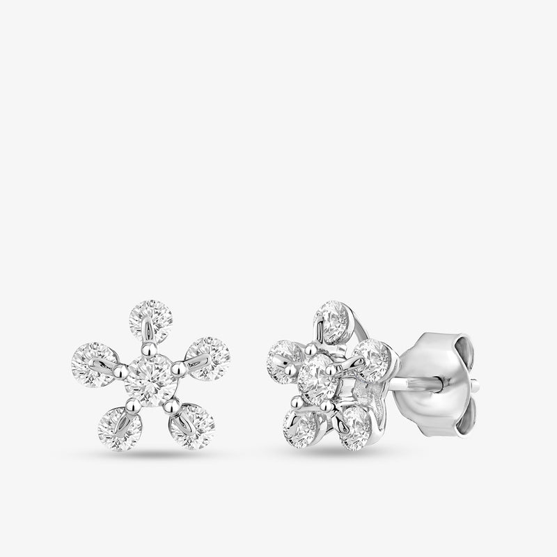 Floret Diamond Stud Earrings by Keemti Jewels—silver floral studs with sparkling stones for timeless elegance.